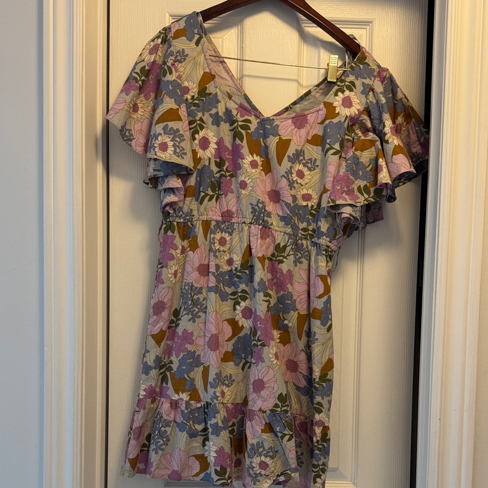 Floral Ruffle Sleeve Dress